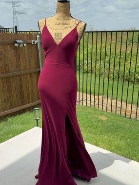 Classic V-Neck Burgundy Evening Gown